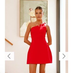 Billy J Red One-Shoulder Dress